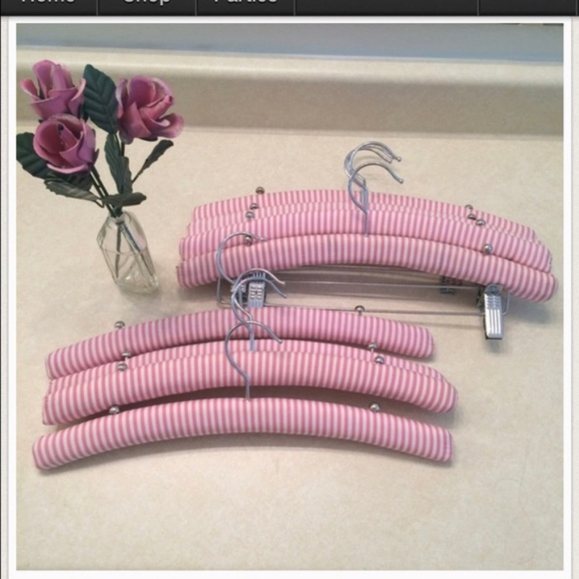 Striped Pink Padded Clothing Hangers (Set of 12)