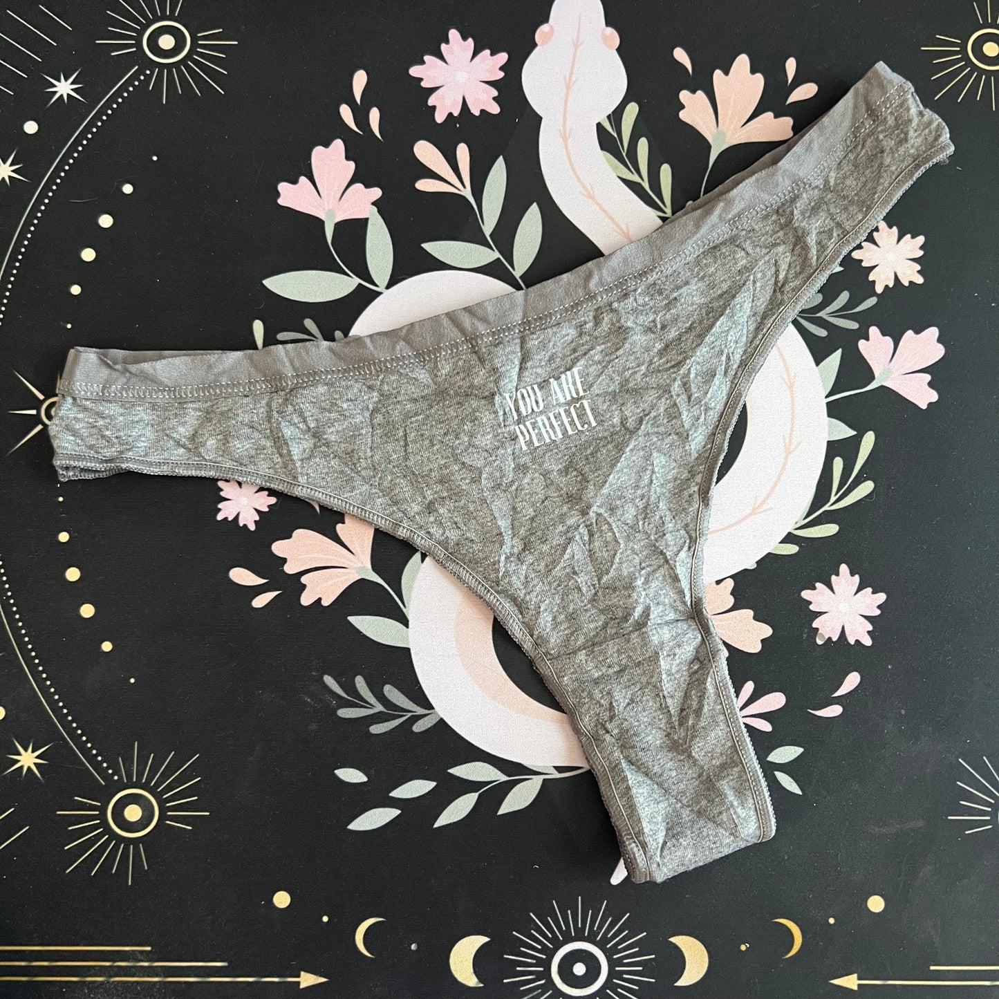 "You Are Perfect" Gray Thong