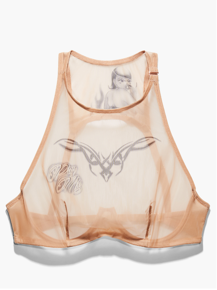 Nude Sheer High-Neck Bralette