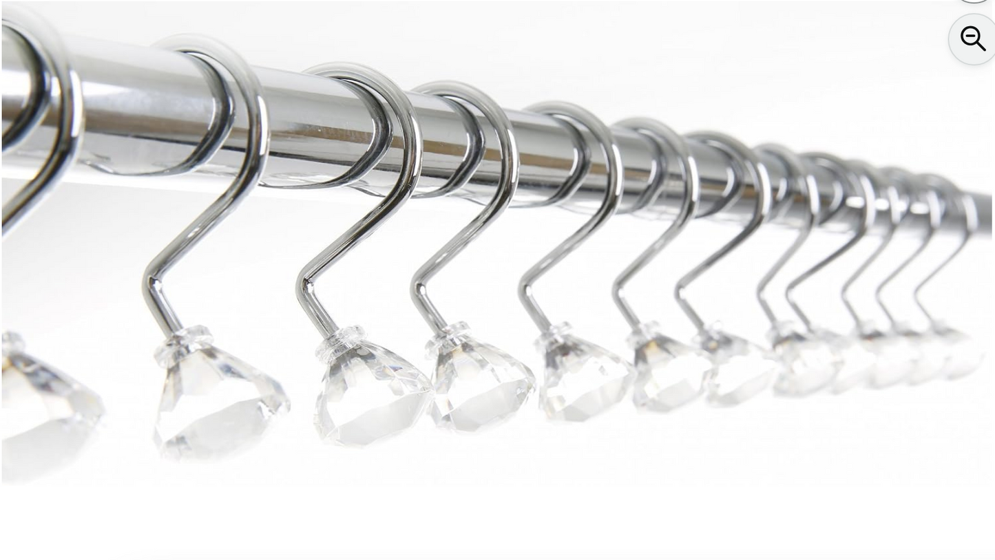 Clear Chrome Shower Curtain Hooks (Set of 12)