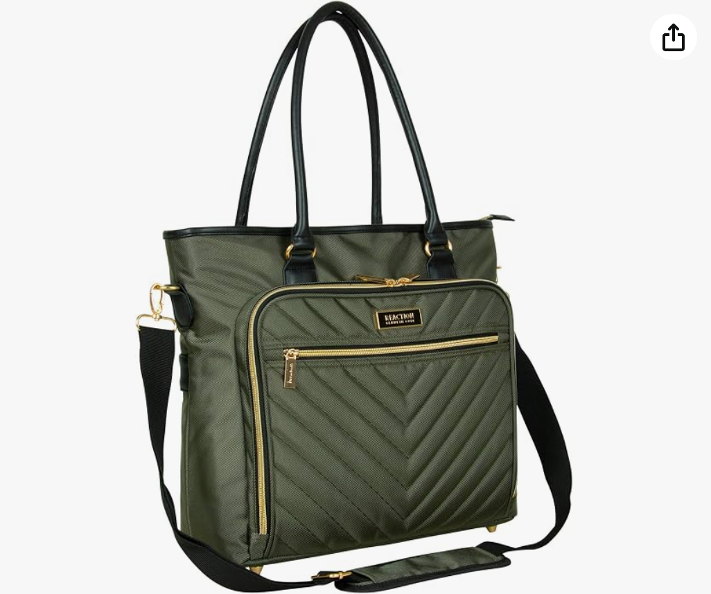 Olive Green Quilted Laptop Tote
