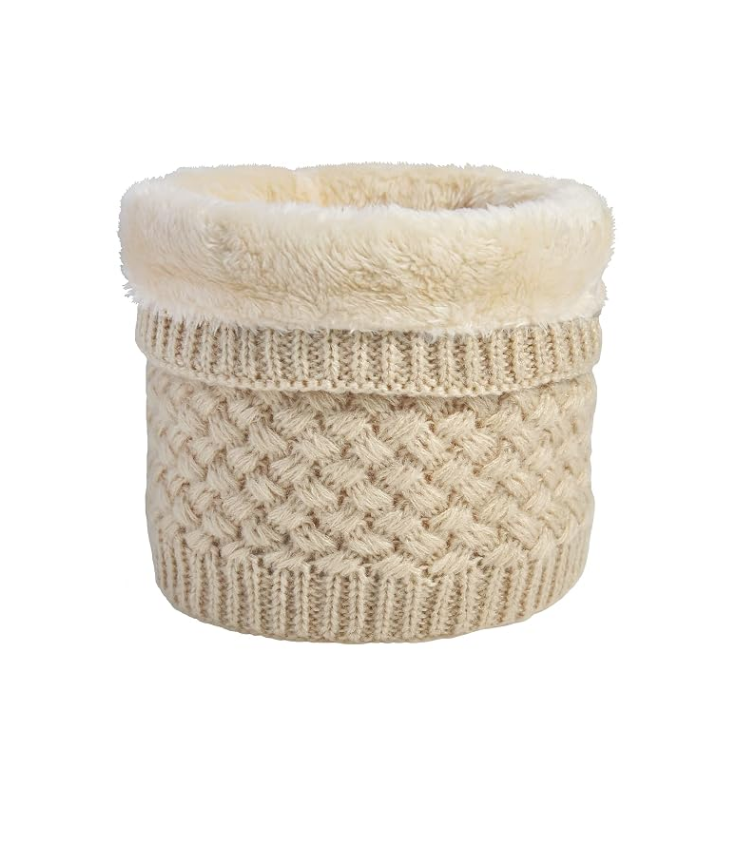 White Chunky Knit Faux Fur Neck Warmer