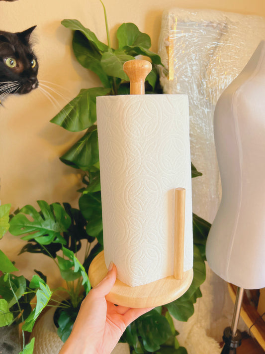 Natural Wood Paper Towel Stand
