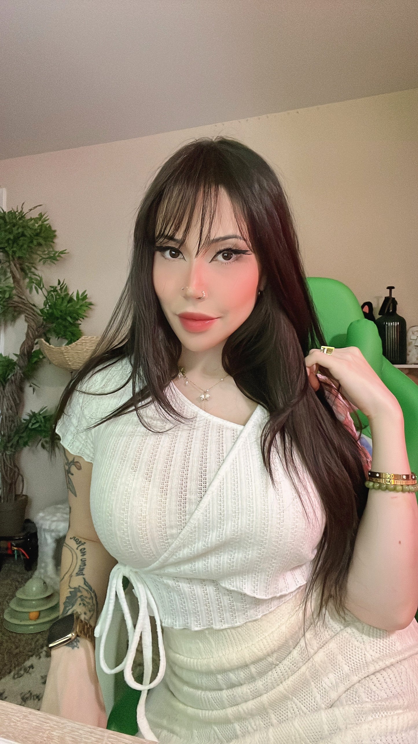 Wrap-Front White Ribbed Crop Top