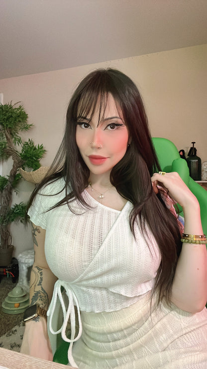 Wrap-Front White Ribbed Crop Top