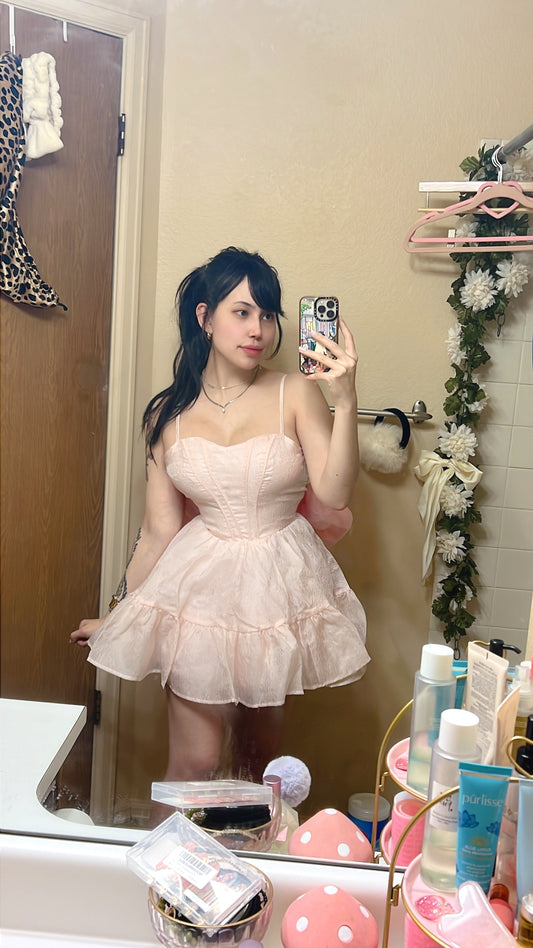 This Magic Moment Mini Dress in Blush Pink