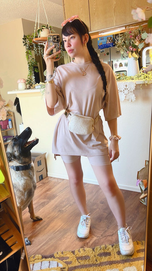 Oversized Ribbed Pink Two-Piece Set