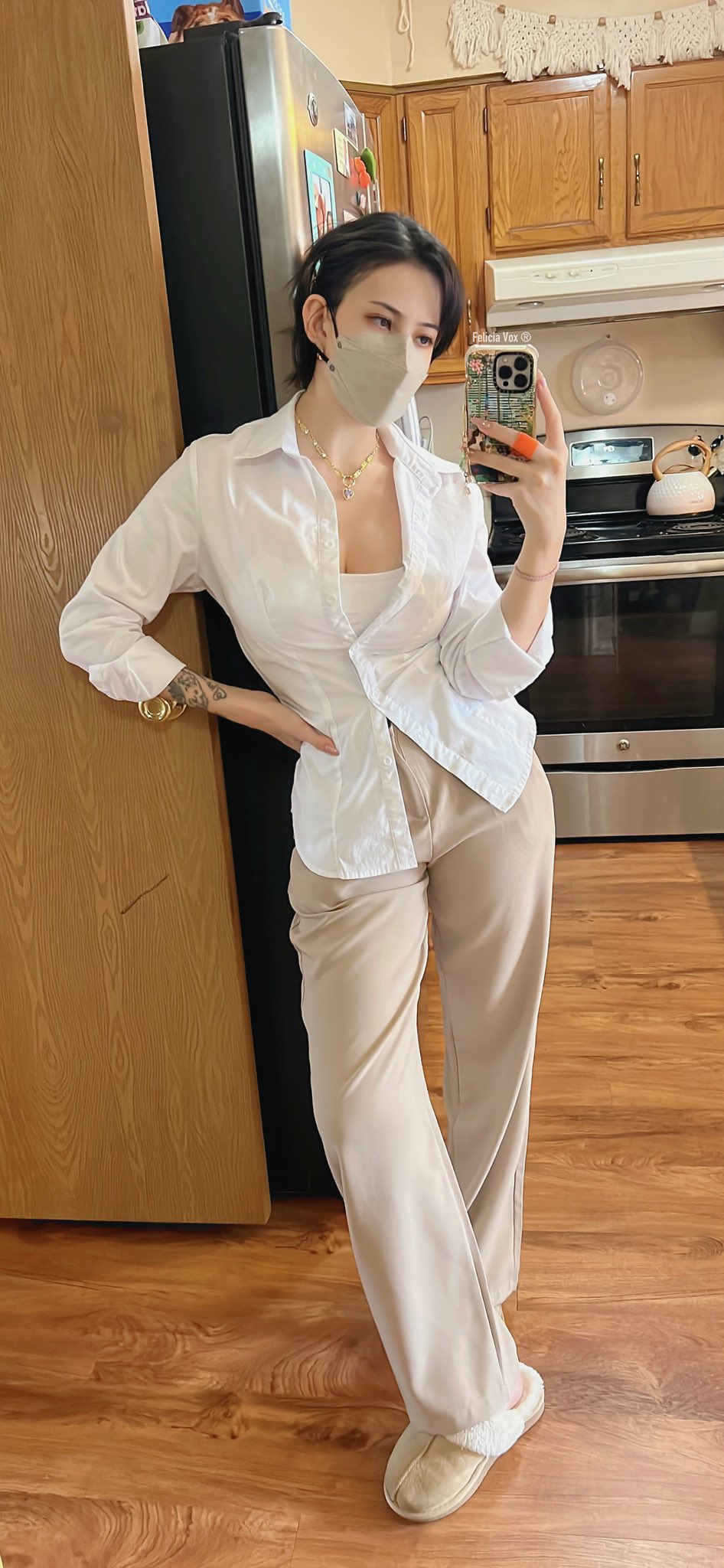 Khaki Straight Leg Pants