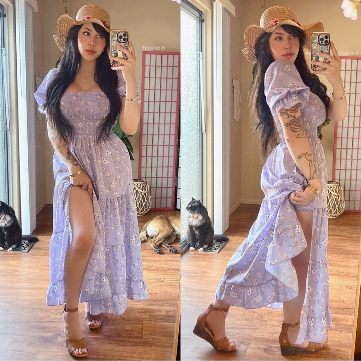Lavender Floral Maxi Dress