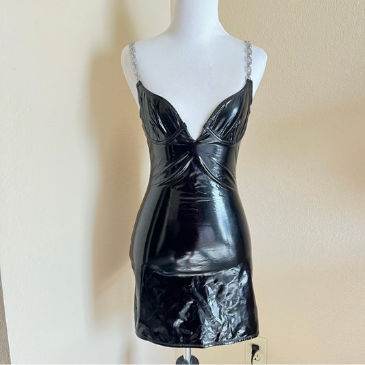 Black Bodycon Pleather Dress