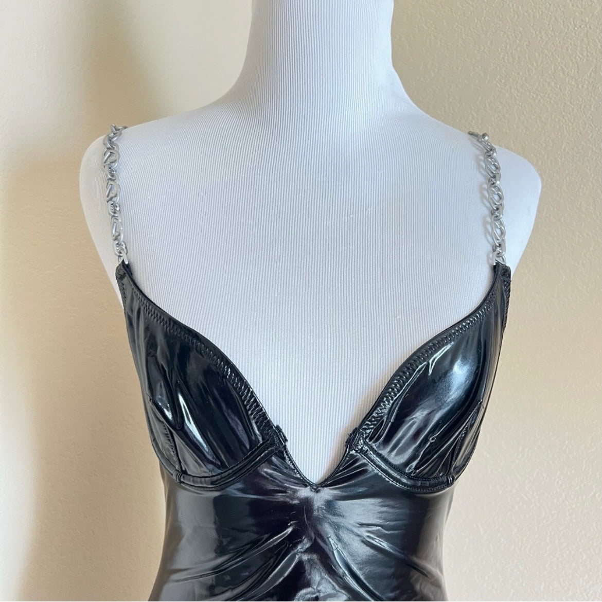Black Bodycon Pleather Dress