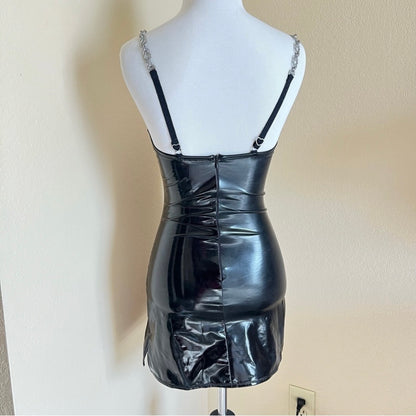 Black Bodycon Pleather Dress