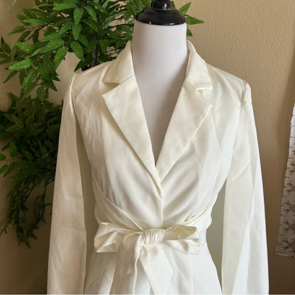 Blazer Cape Dress in White