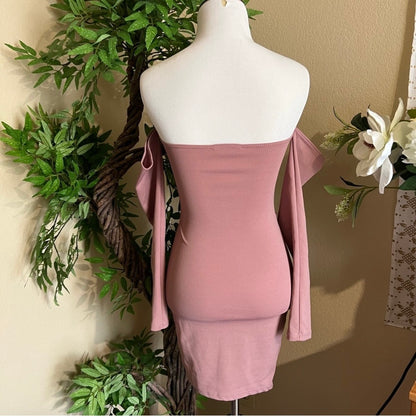 Mauve Off-Shoulder Midi Dress