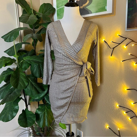 Metallic Wrap Dress