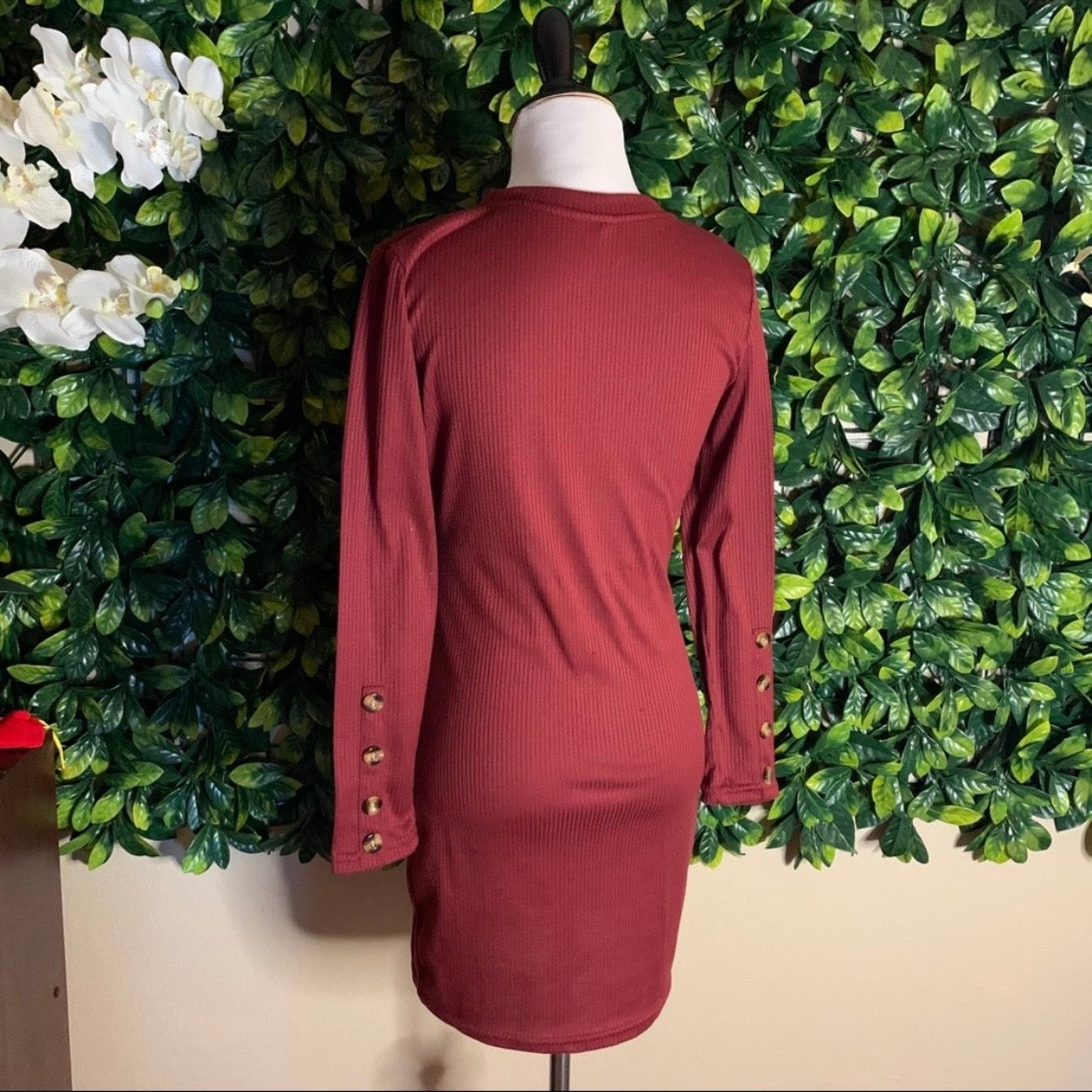 Red Ribbed Bodycon Dress