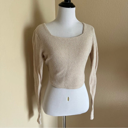 Beige Waffle Knit Top