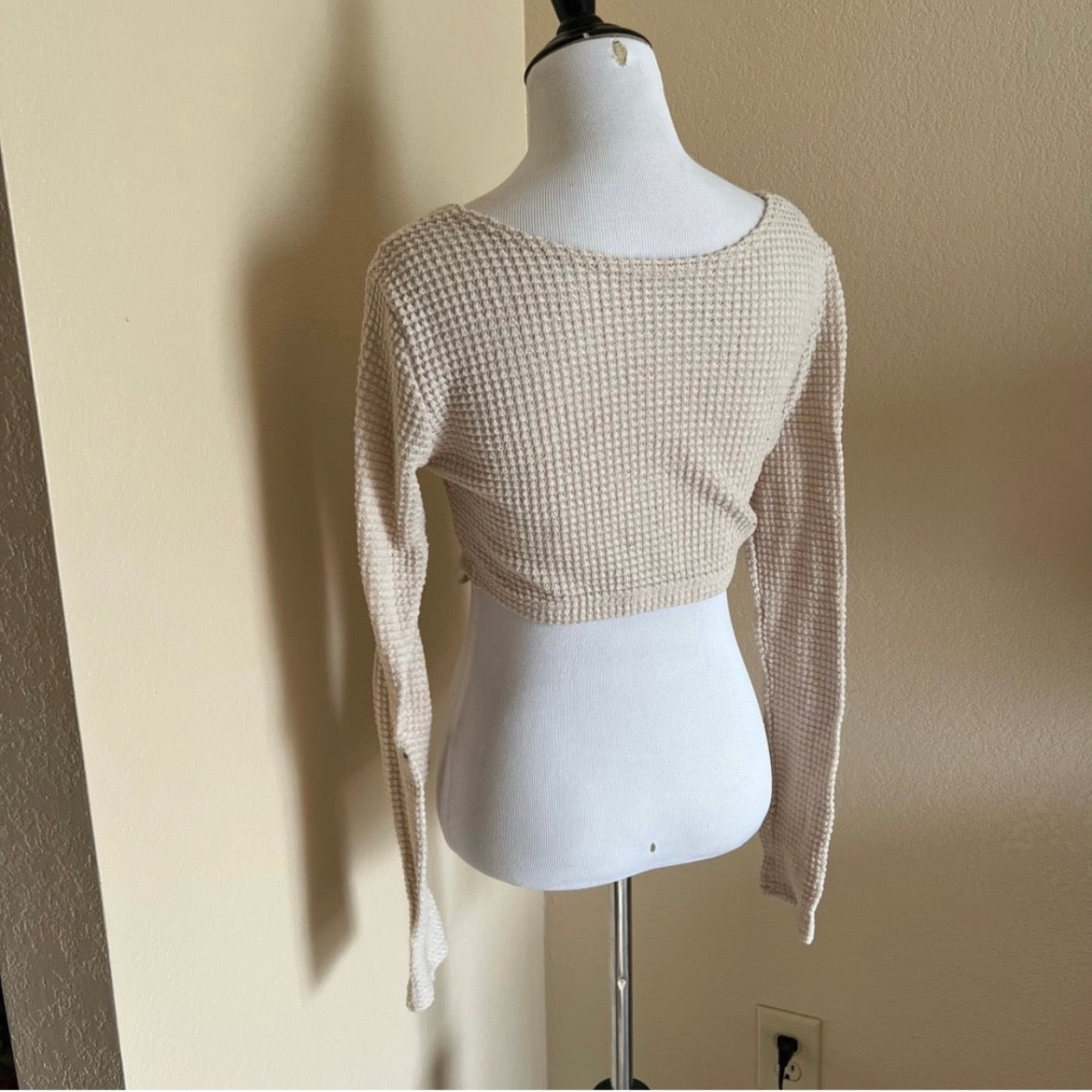 Beige Waffle Knit Top