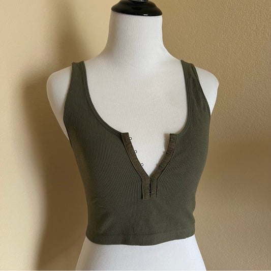 Green Tank Crop Top