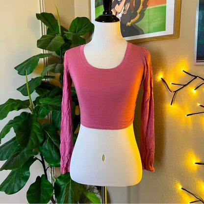Pink Long Sleeve Crop Top