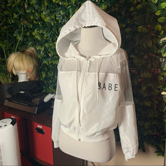 White Babe Mesh Hoodie