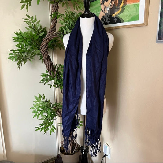 Navy Tassel Scarf
