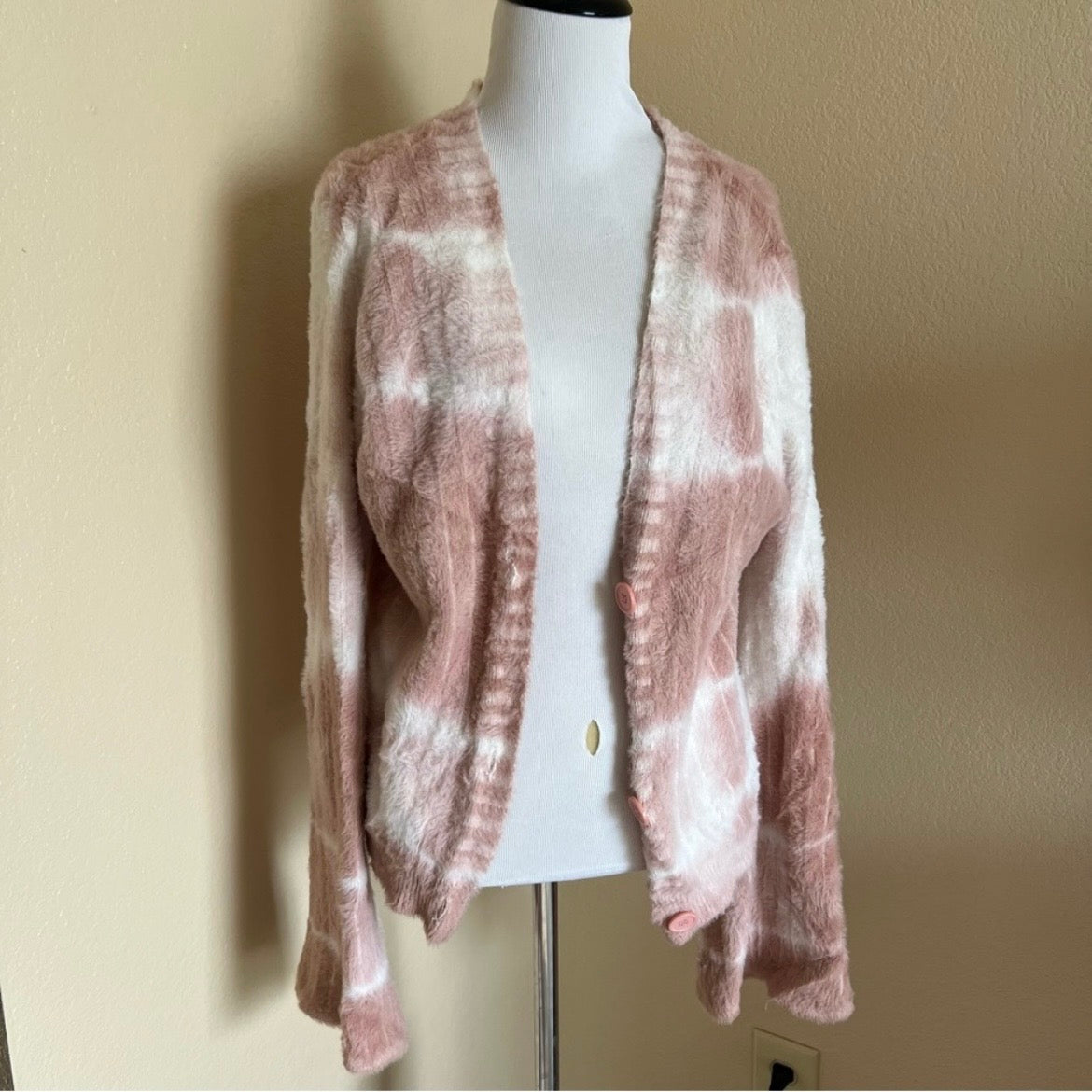 Pink and White Cardigan