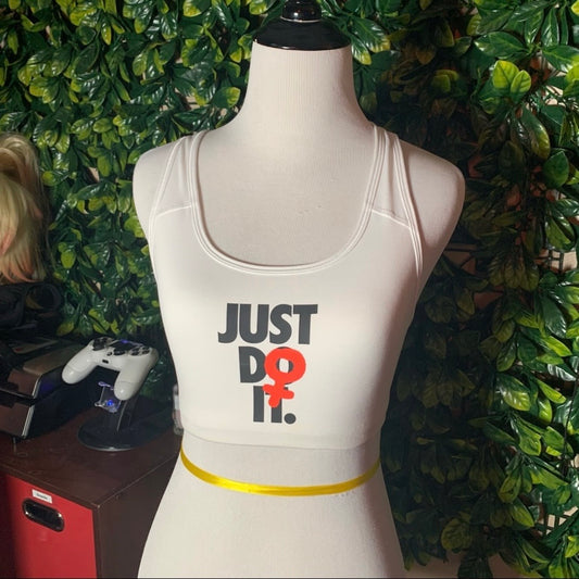 Feminist White Dri-Fit Sports Bra