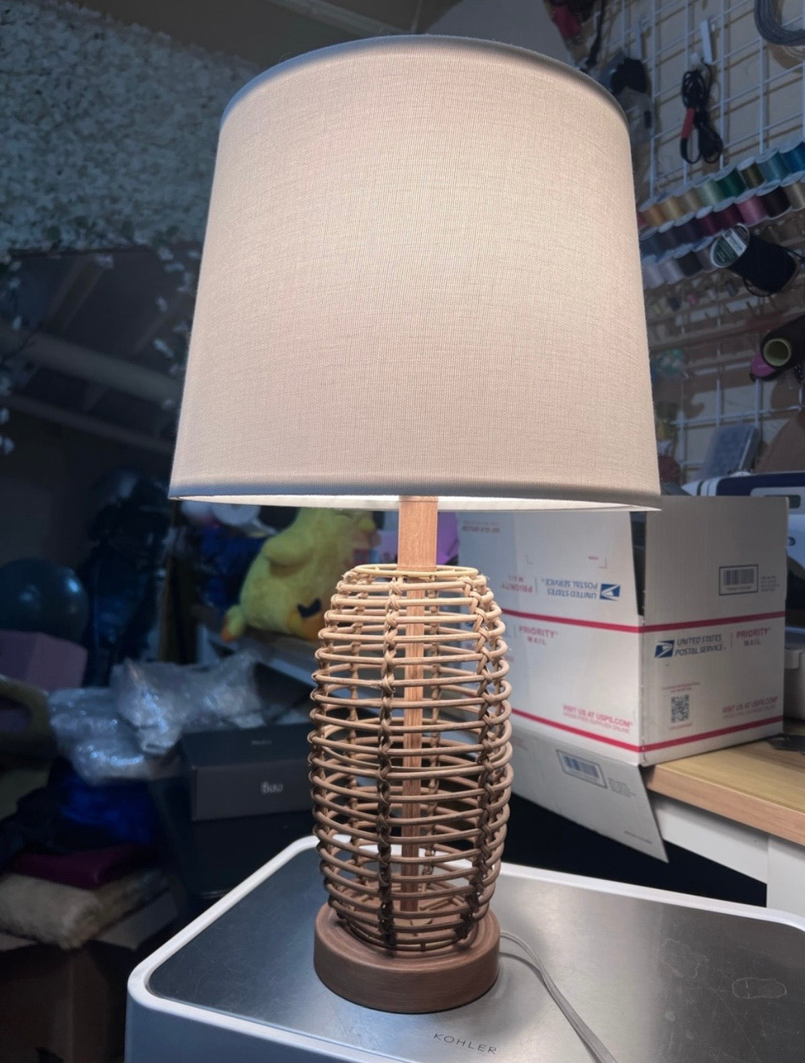 Wicker Rattan Table Lamps (Set of 2)