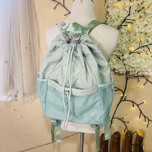 Light Mint Drawstring Backpack with Mesh Pockets