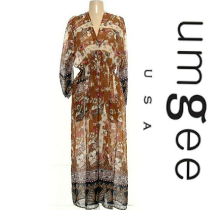 Brown Floral Tunic Dress