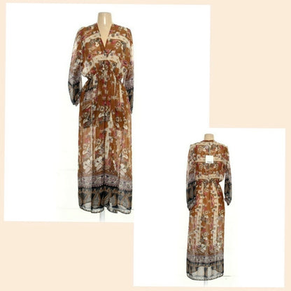 Brown Floral Tunic Dress