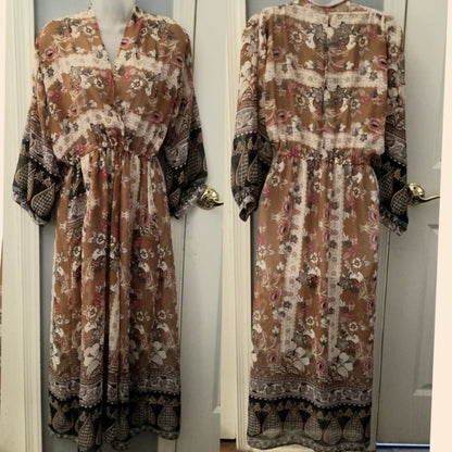 Brown Floral Tunic Dress