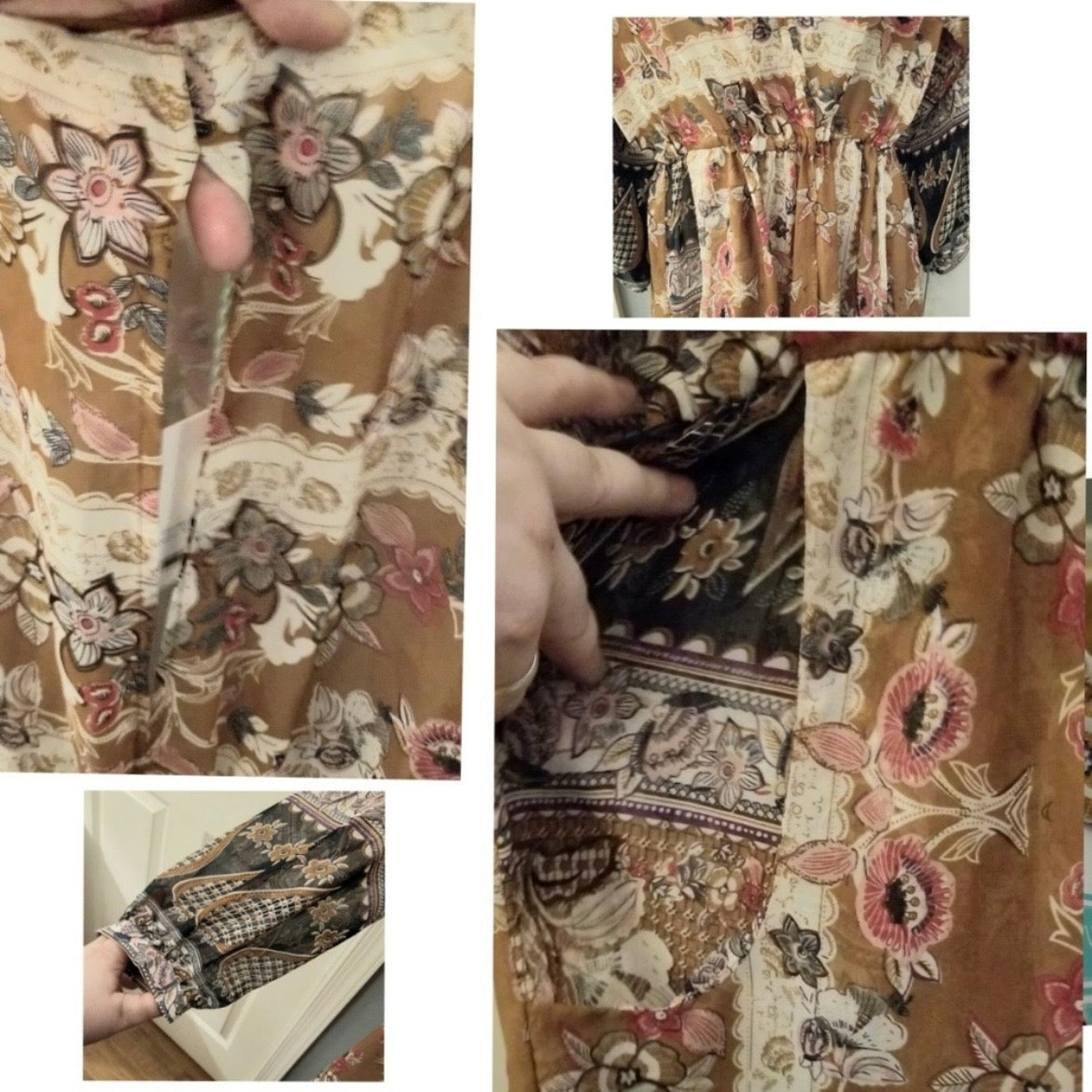Brown Floral Tunic Dress