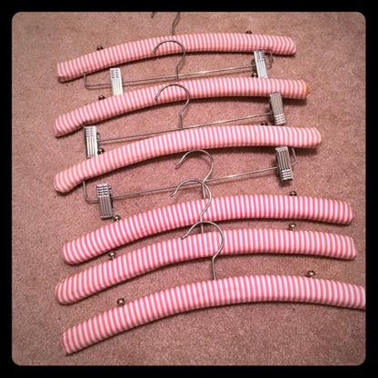 Striped Pink Padded Clothing Hangers (Set of 12)
