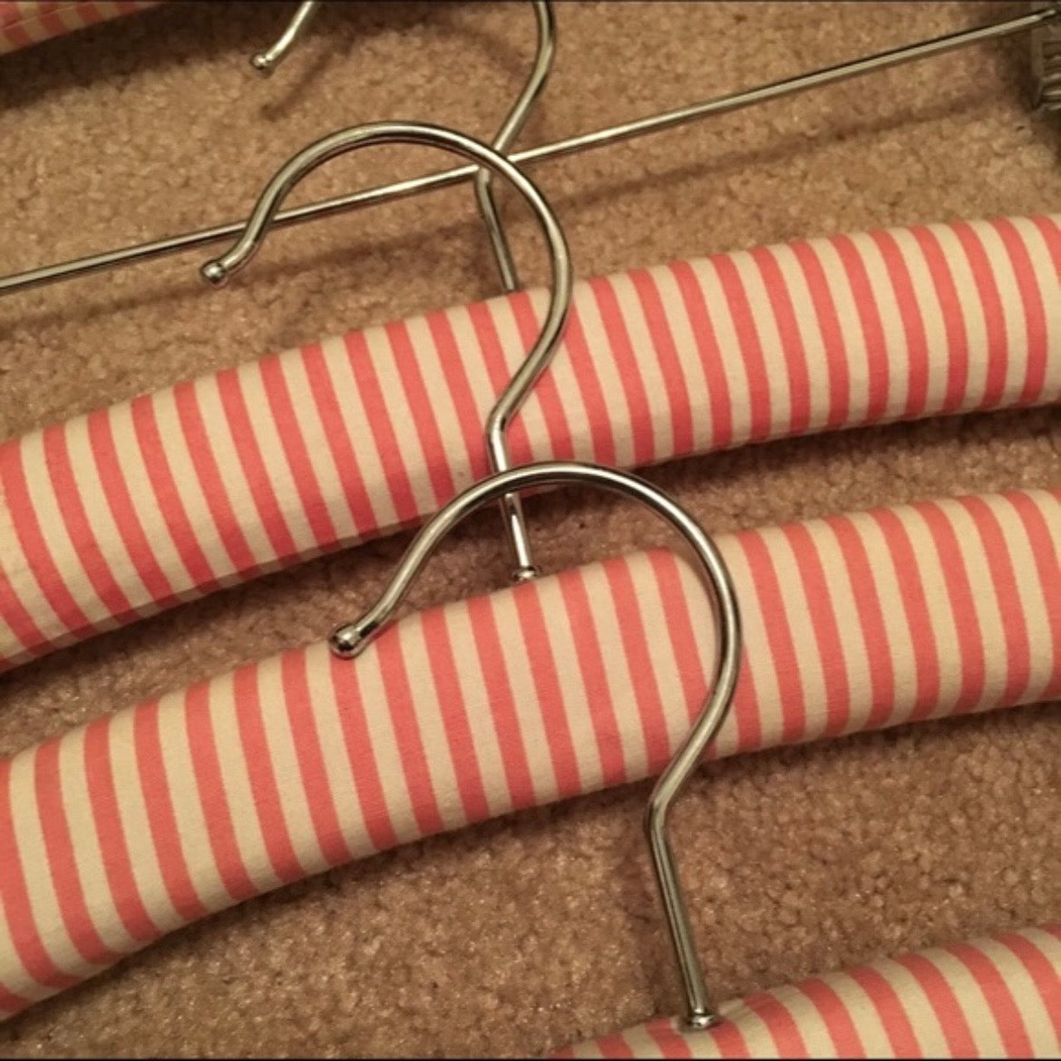 Striped Pink Padded Clothing Hangers (Set of 12)