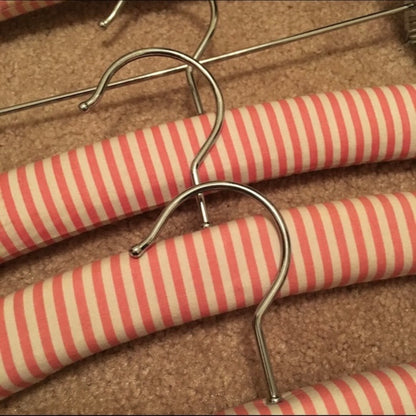 Striped Pink Padded Clothing Hangers (Set of 12)