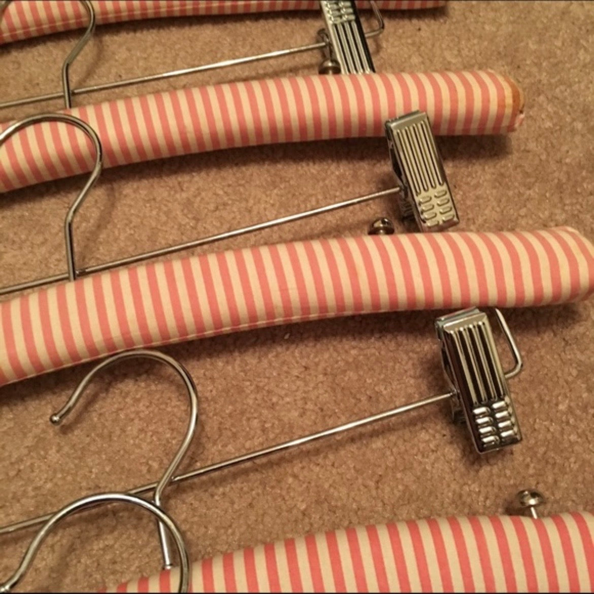 Striped Pink Padded Clothing Hangers (Set of 12)