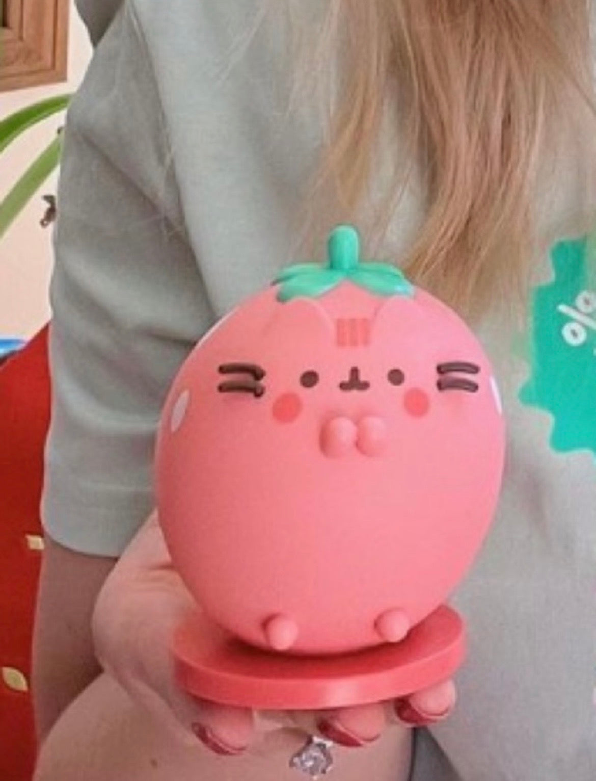Pink Strawberry Cat Figurine