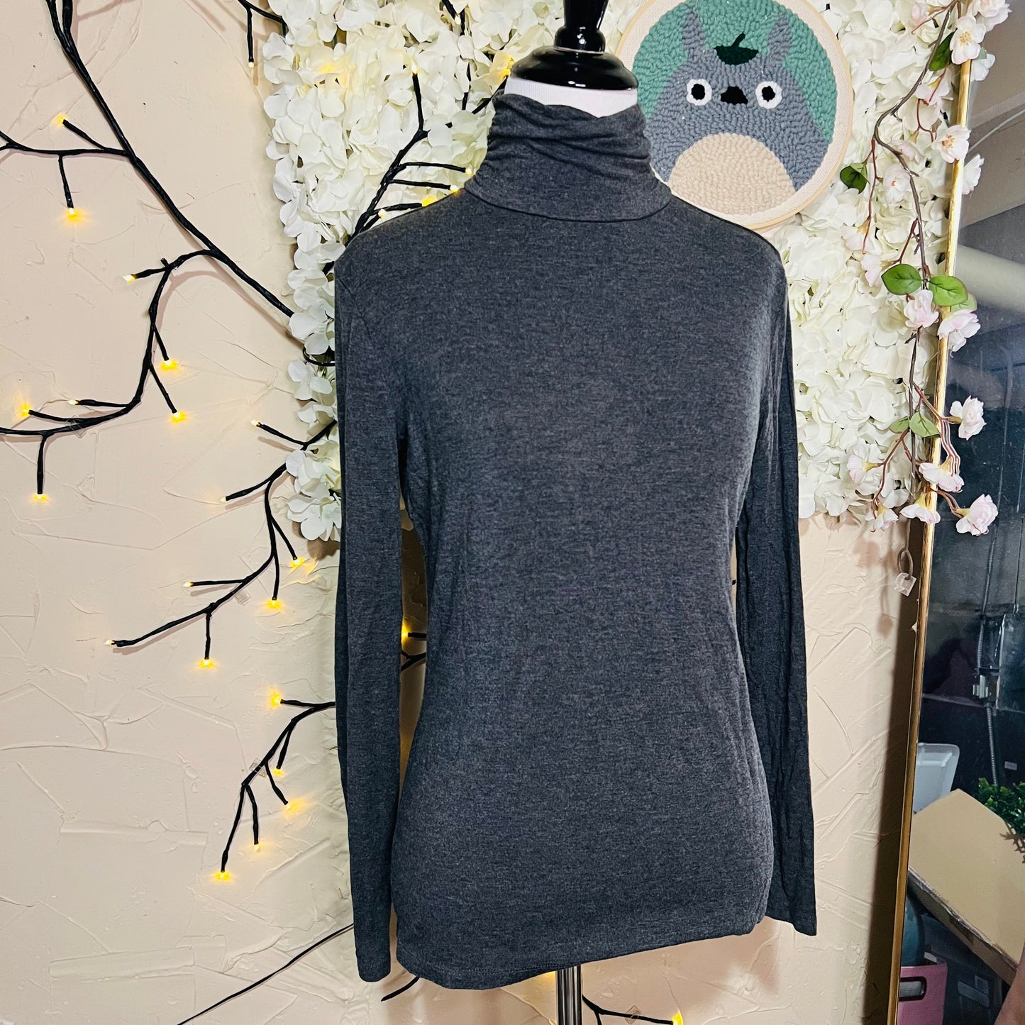 Dark Charcoal Turtleneck Top