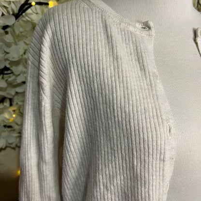Cream Ribbed Cardigan