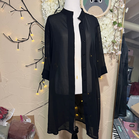 Black Sheer Button-Front Coverup