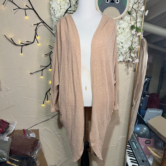 Beige Open Front Cardigan