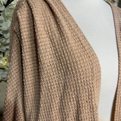 Beige Open Front Cardigan