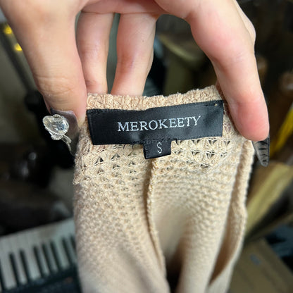 Beige Open Front Cardigan