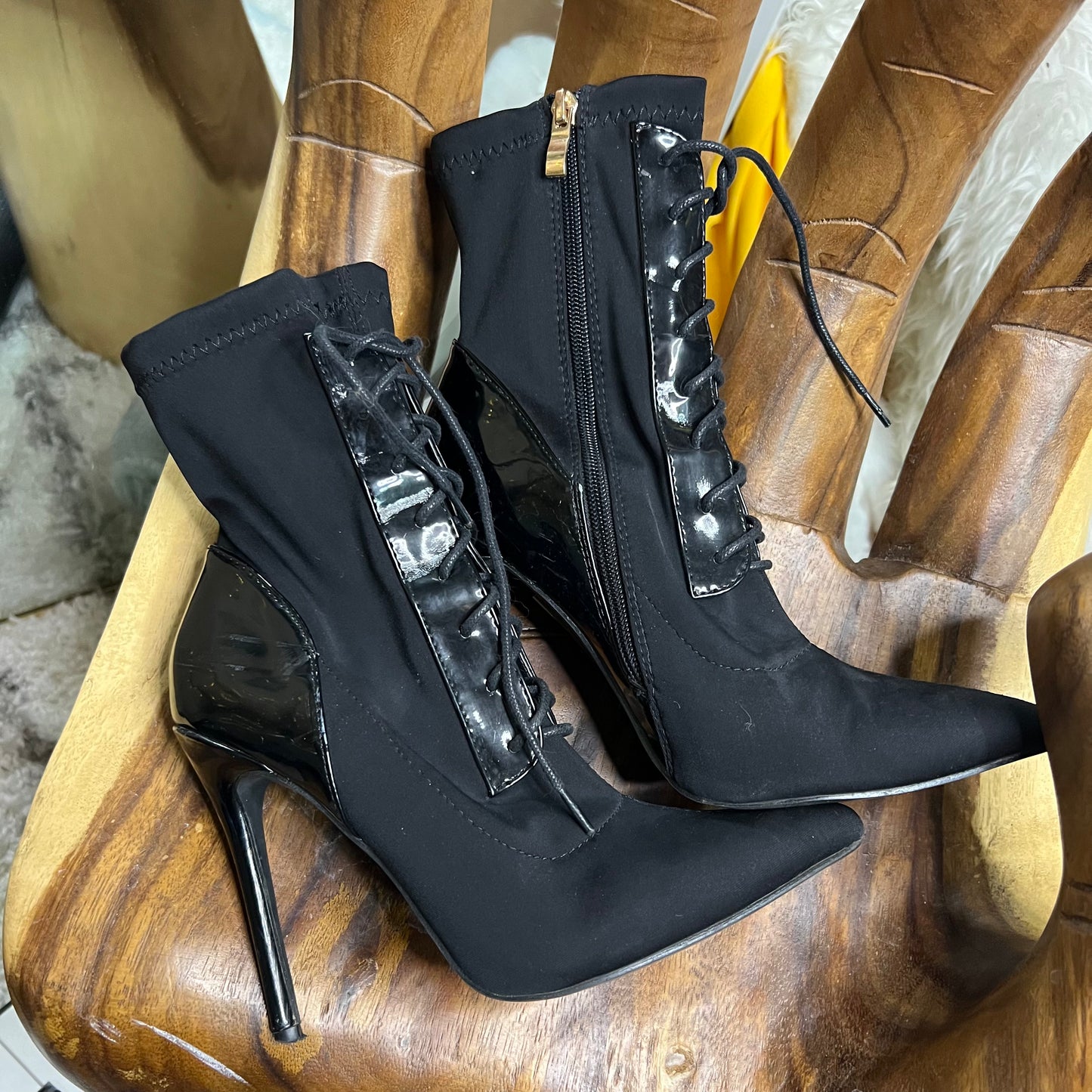 Black Pointed Stiletto Ankle Boots