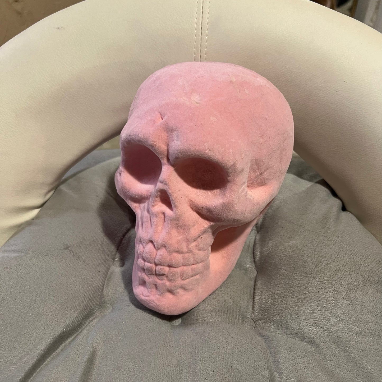 Pink Velvet Skull Accent