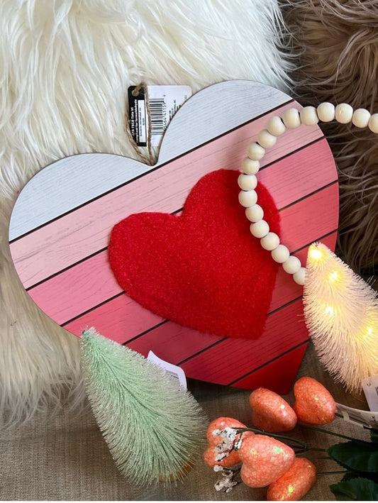 Striped Pink Heart Wall Accent