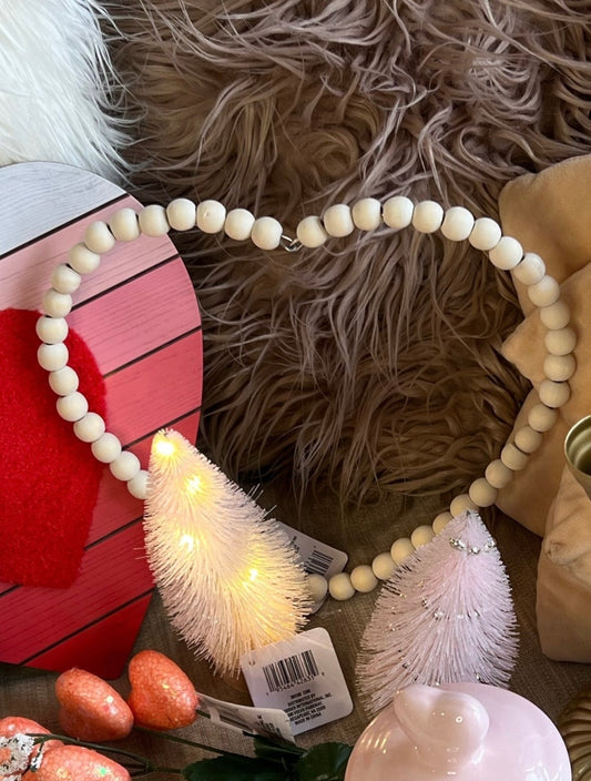 Wood Beaded Heart Decor