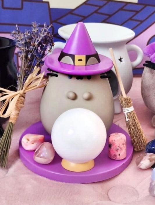 Purple Witch Cat Figurine